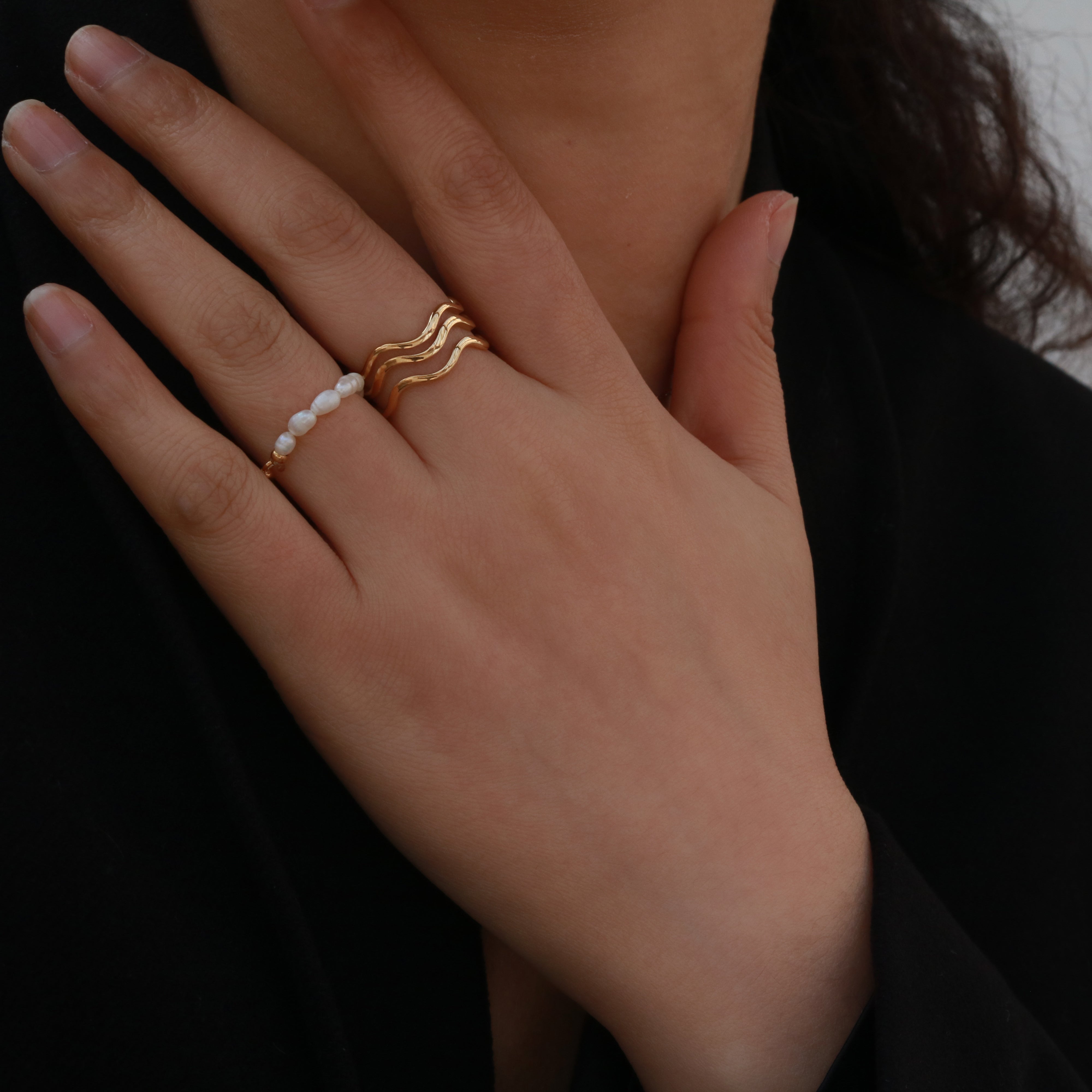 Meideya Jewelry Gold Waves Ring