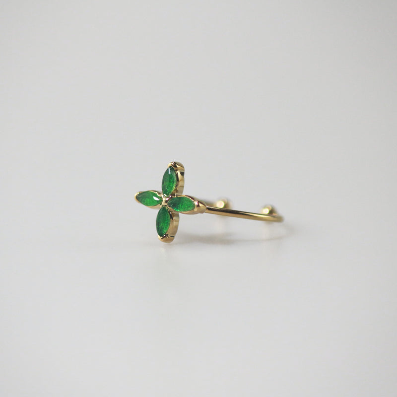 Meideya jewelry Green clover open ring