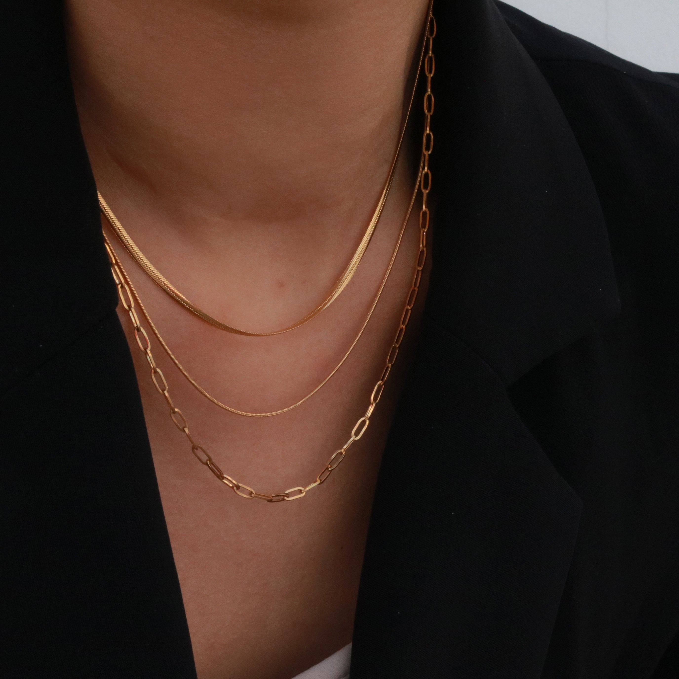 gold chain layered necklace