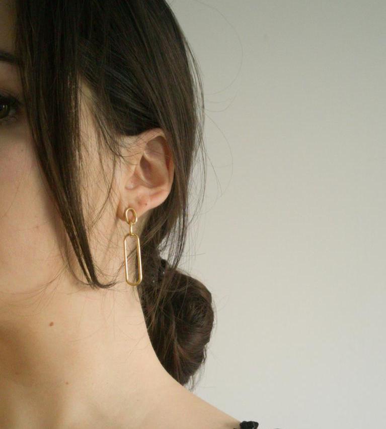 Meideya Jewelry Gold Link Drop Earrings