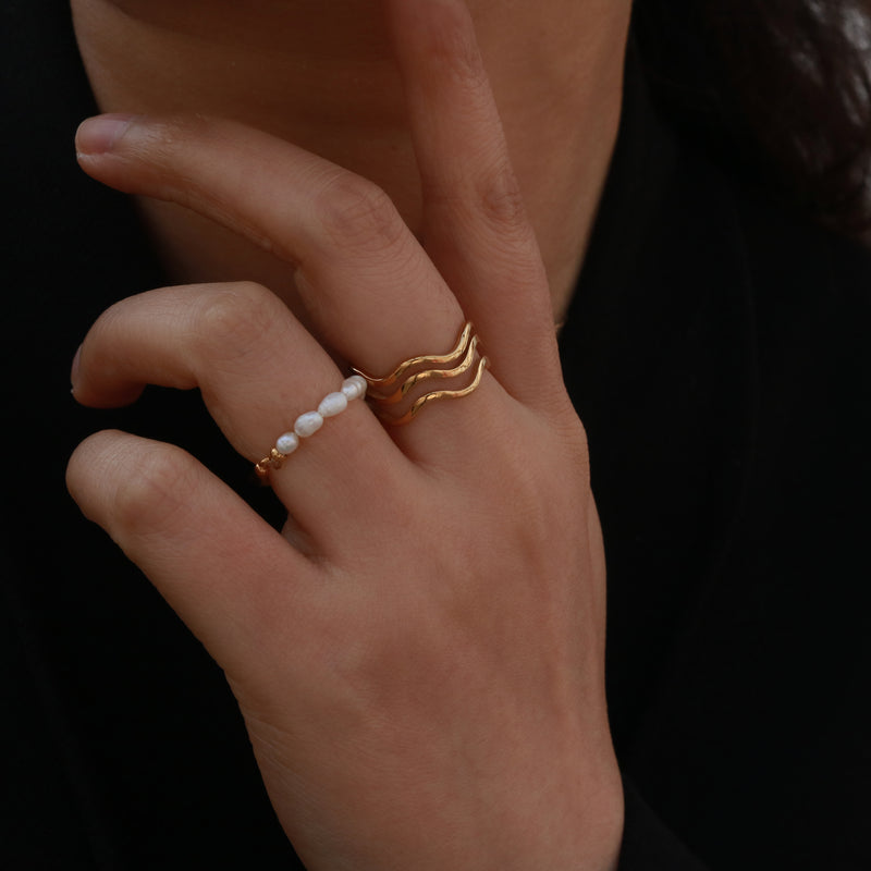 Meideya Jewelry Half Pearl Half Gold Ring