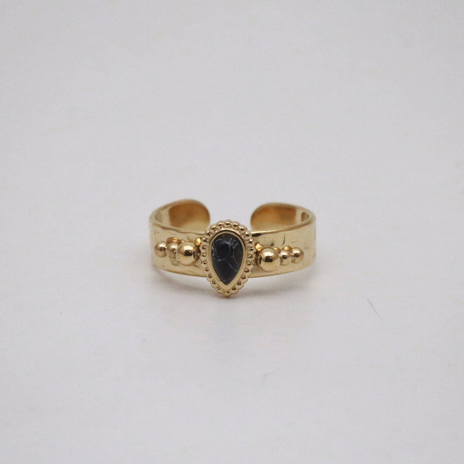 black stone ring in vintage style