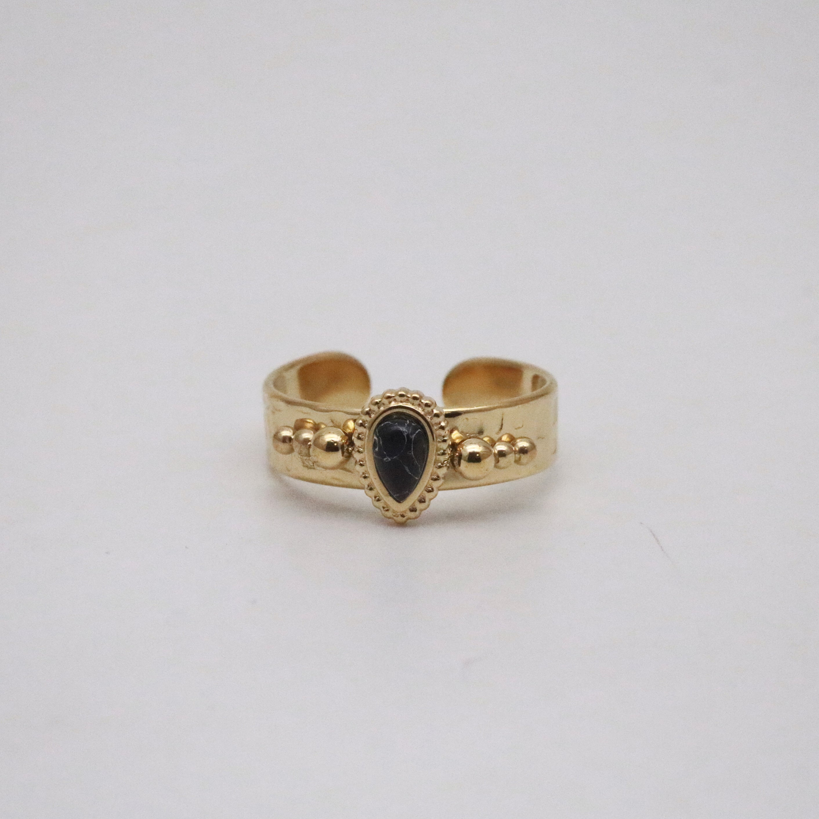 black stone ring in vintage style