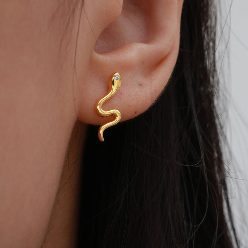 18k gold vermeil snake stud earrings