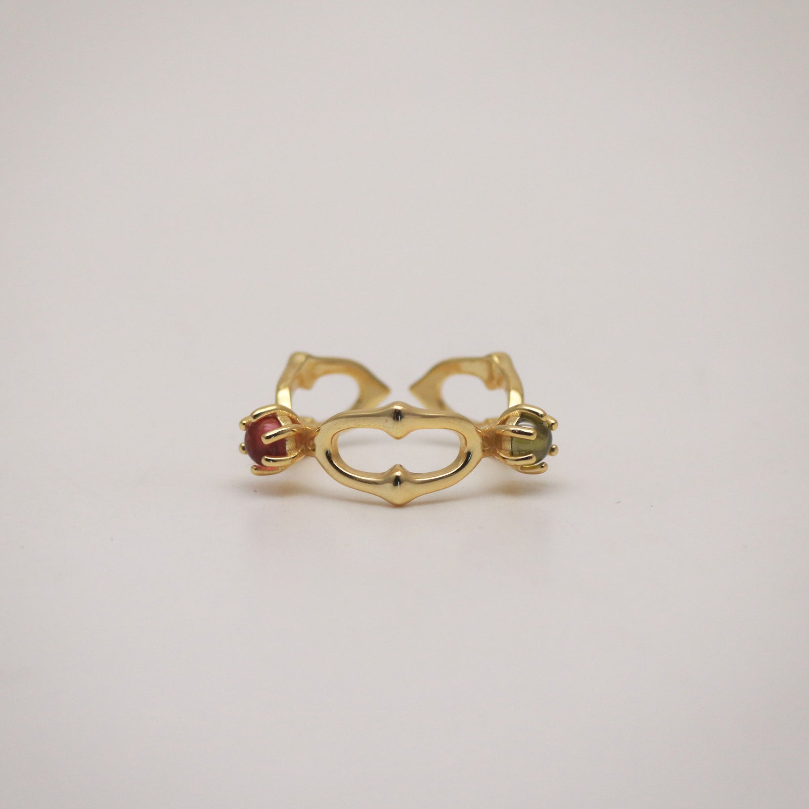 women's two gemstone ring in gold vermeil